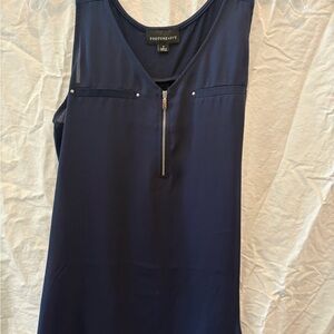 Fortune+Ivy Navy Zip-Front Sleeveless Tank